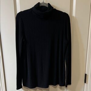 Black Ribbed  Turtleneck top  for Women Med